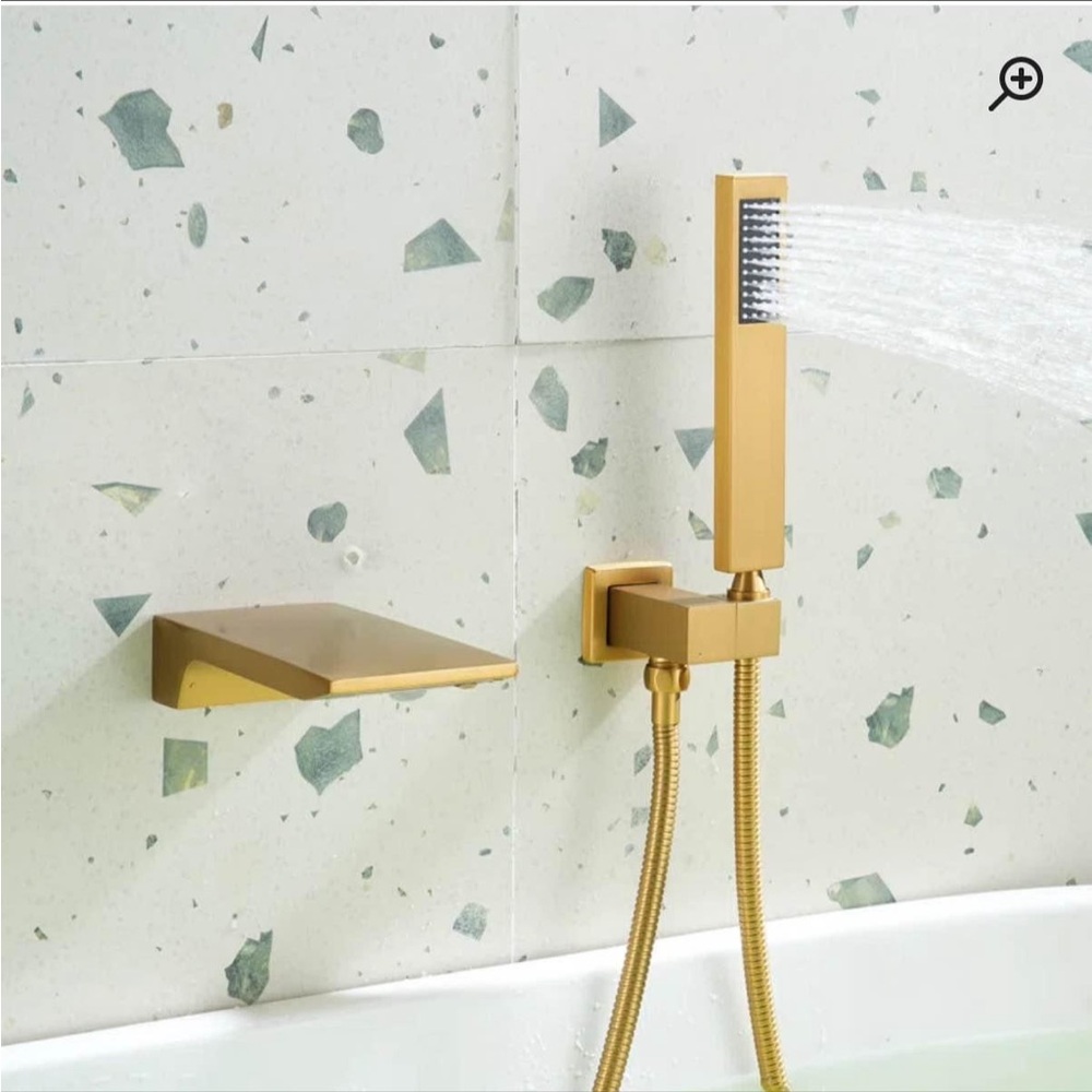 Waterfall bath tub spout and handheld shower head attachment